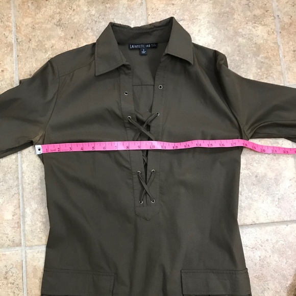 Lafayette 148 New York Brown Lace Up Dress,  2 - Picture 6 of 8